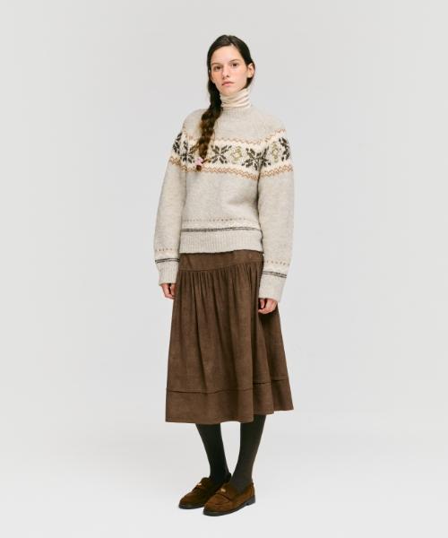 DEPOUND Snowflake Jacquard Knit Pullover [Oatmeal]