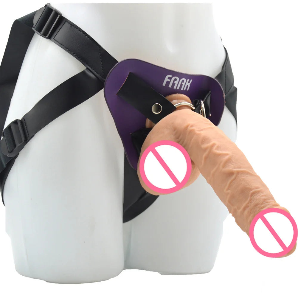 Dámský nositelný silikonový pásek FAAK na měkký penis 24 cm