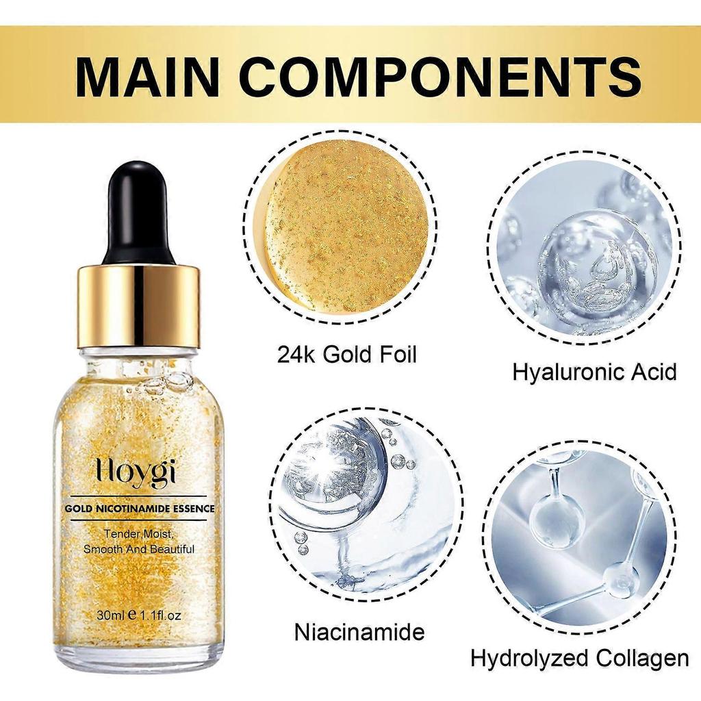 Hoygi 24K Gold Niacinamide Serum - Lightens Spots And Fine Lines, Repairs Dull Skin, Brightens And Smooths Skin