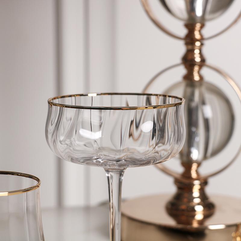 Tulip Crystal Glass Ribbed Cocktail & Juice Cup Set