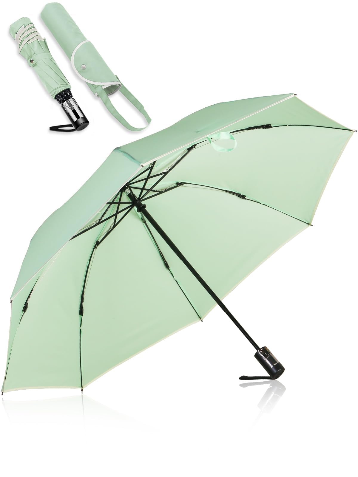 

KIZAWA Folding Automatic Folding Umbrella for Men and Level 5 Water Rain Umbrella with 8 58cm Main Rib Umbrella Umbrella, One-Touch Open/Close, Large,