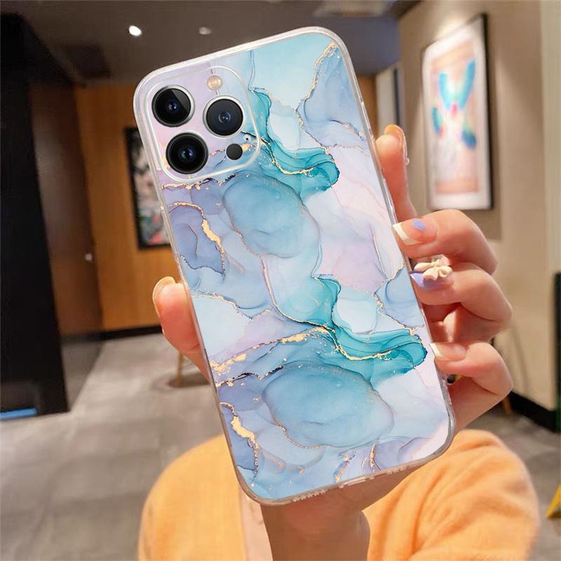 Phone Case Carcasa Funda For iPhone 16 15 13 14 11 12 Pro Max 16 14 12 13 Pro 15 Plus 16E Marble Case