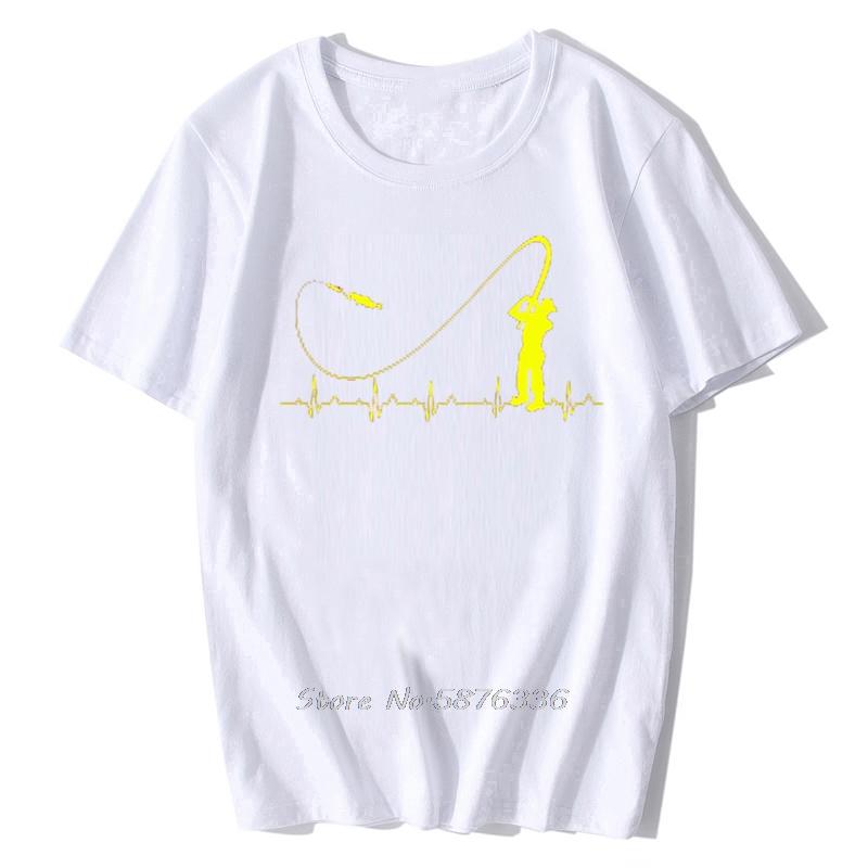 Fishinger Heartbeat T Shirt - Funny Fish Fisherman Gift Idea Fashion Men T-Shirt Fashion Short Sleeve Cotton Tees Men's Clothing