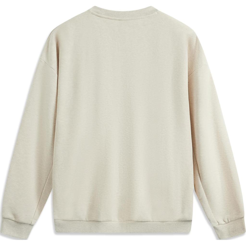 Li-Ning Anti-Five Series Letter Knit Crew Neck Pullover Long Sleeve Sweatshirt Men sweatshirt Floral-Gray Light-Khaki AWDV195-3