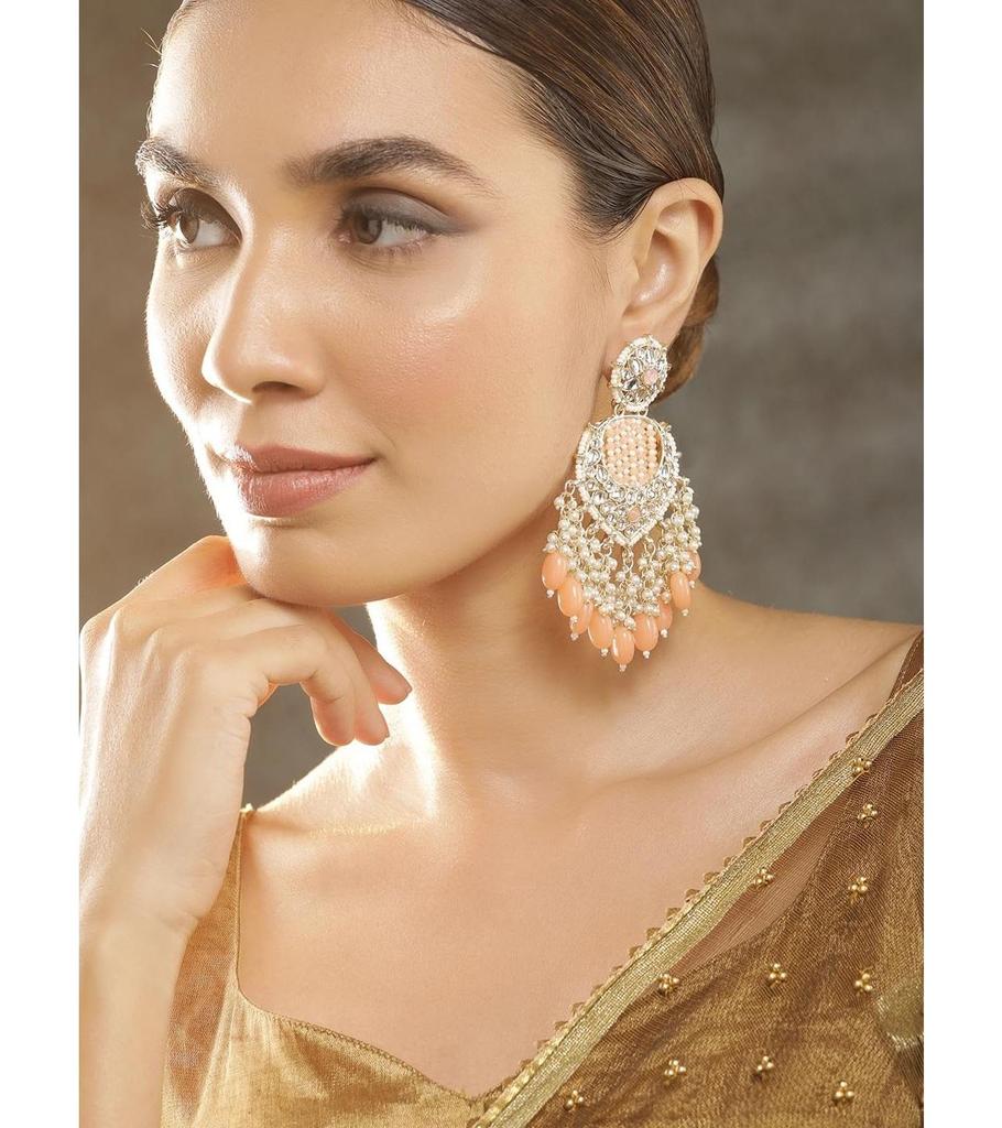 Pearl Beads Chandbali Earrings Gold Plated Traditional Wedding & Festive Jewellery for Women & Girls