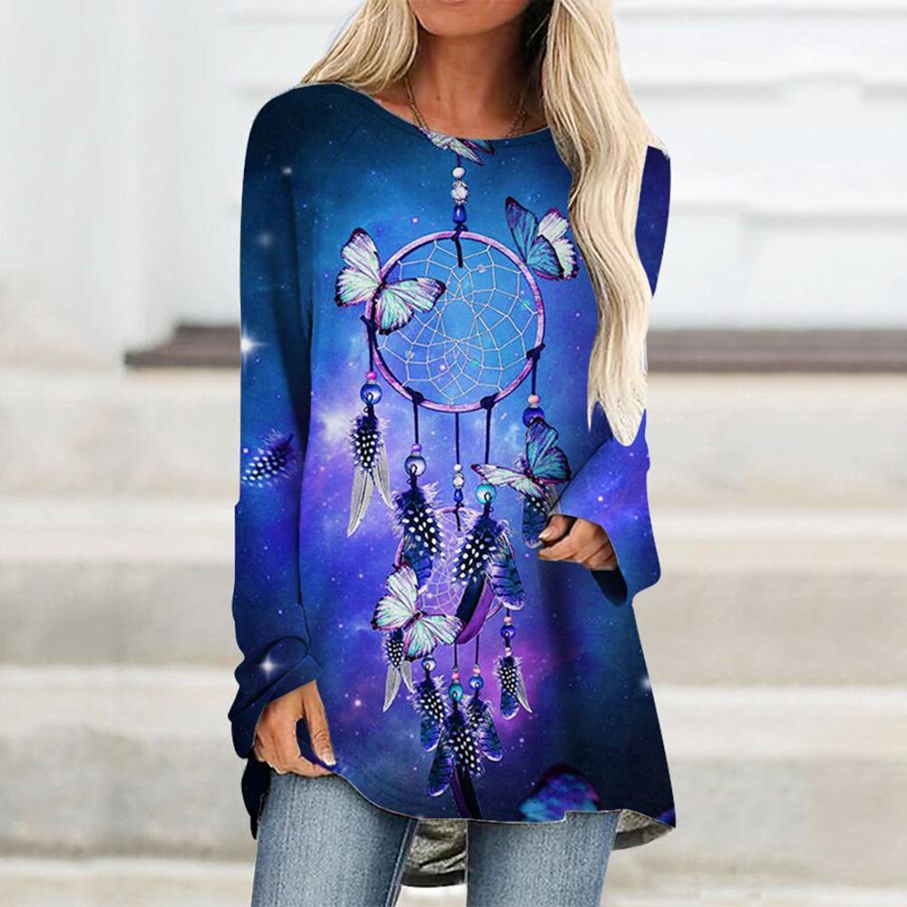Women'S Top Butterfly Print Sweatshirt Casual Activity Painting Streetwear Crew Neck Long Sleeve Weekend Basic T-Shirt