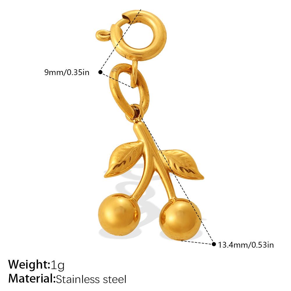 Vitality Sweet Wind Rhinestone Variety Jewelry Buckle Cherry Pendant Stainless Steel Gold Plated Exquisite Accessories