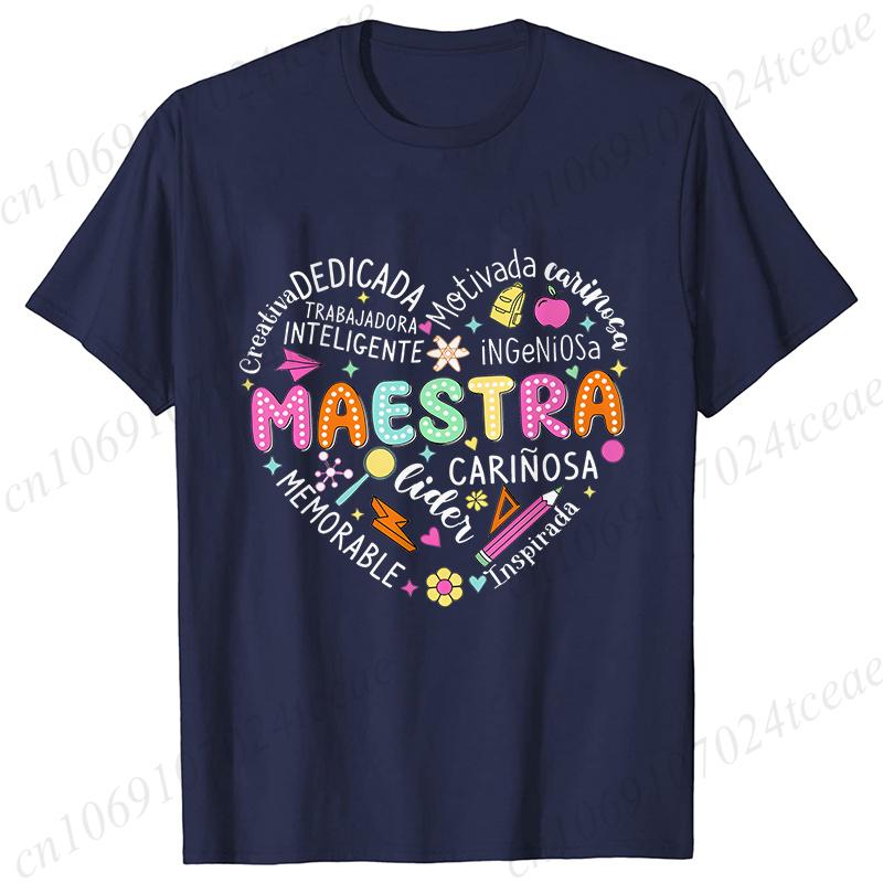 Spanish Maestra Women Girl T-shirt Casual Short Sleeve Round Neck Fashion Tee Shirt Teacher Comfy Tee Top Teacher Summer Clothes