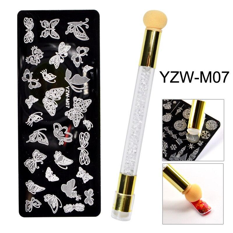 

Пластина для штамповки ногтей, набор силиконовых ручек, губка для дизайна ногтей, трафареты для переноса цветов, бабочек, кружевные узоры