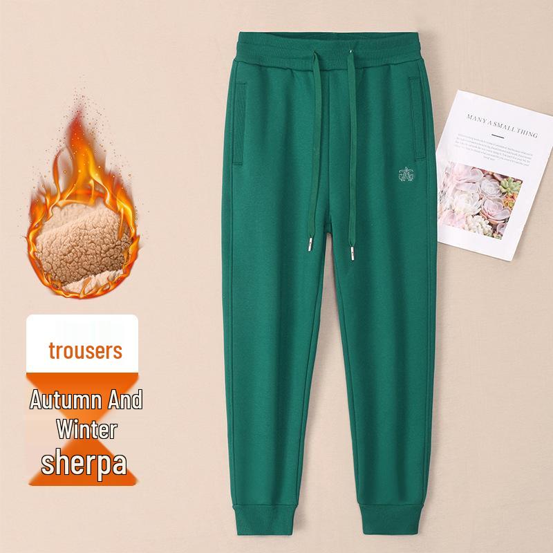 

Женские модные брюки на флисовой подкладке: Осенне-зимние толстые джоггеры из овечьей шерсти Large
