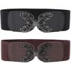 Ladies Waist Belt Fashionable Flower Ornament Waist Decoration PU Leather Sash Elastic Waistband Waist Cincher