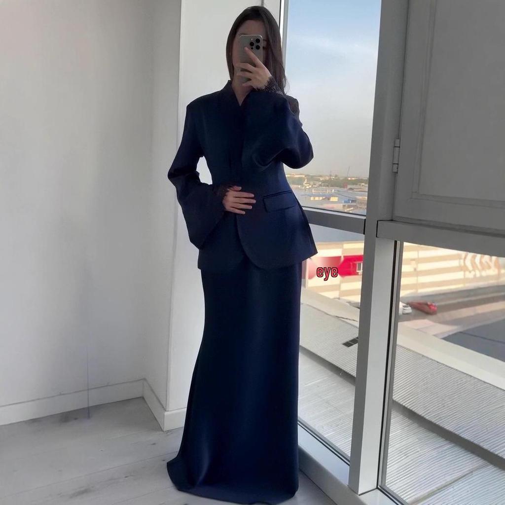 2025 Autumn European & American Women's Professional Long-Sleeve Cardigan Suit Two-Piece