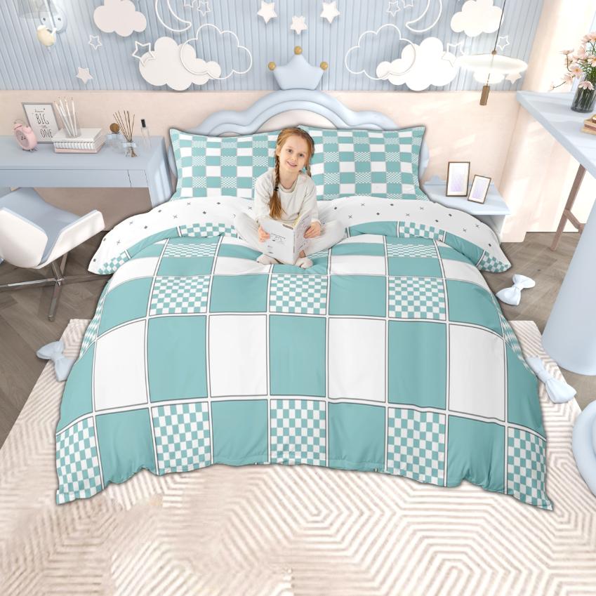 Homewish Geometric Checkered Duvet Cover Set, Reversible Quilt Cover Set, Grid Buffalo Plaid Bedding Set