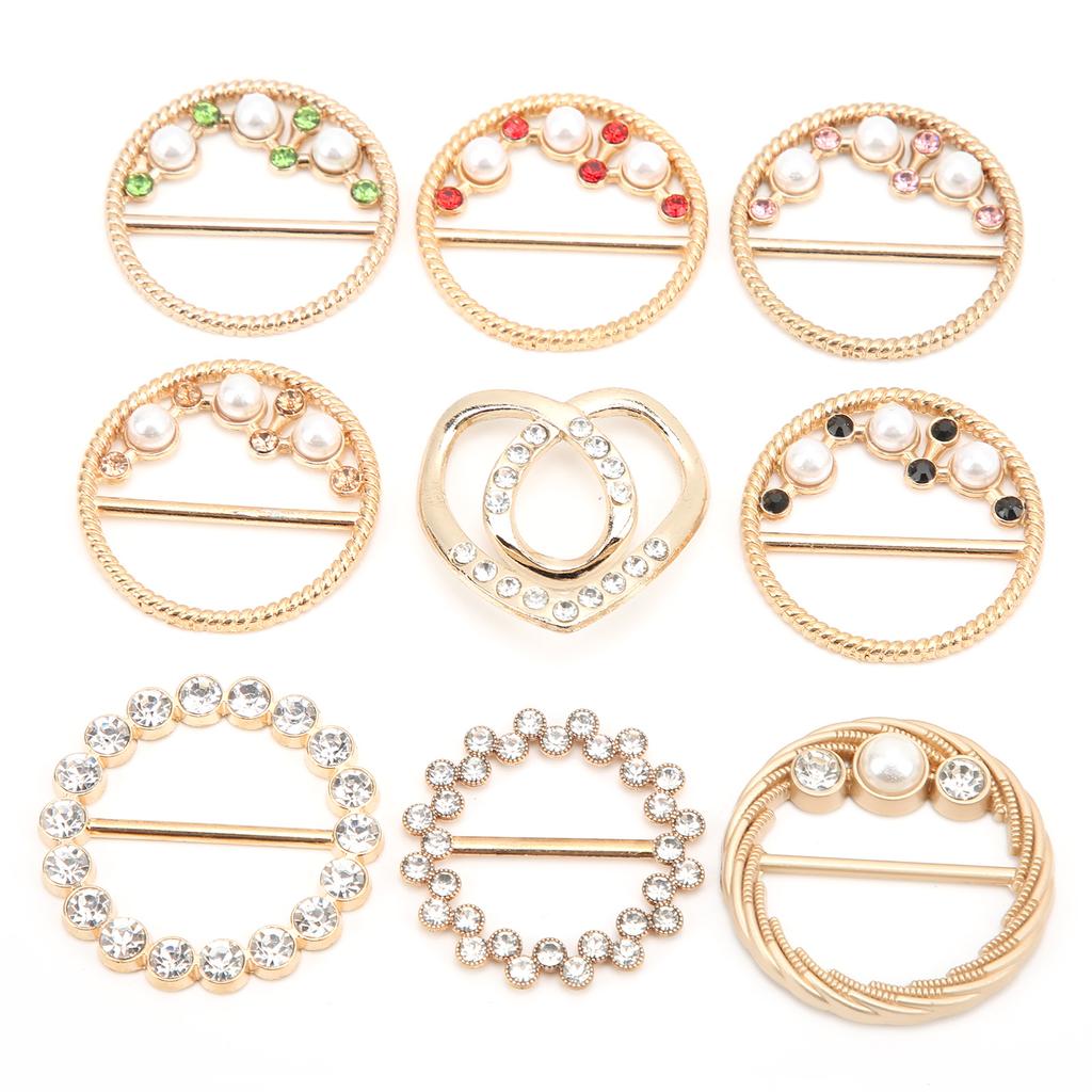9Pcs Rhinestone Scarf Buckle Elegant Fashion Shiny Firm Stable Simplistic TShirt Clip