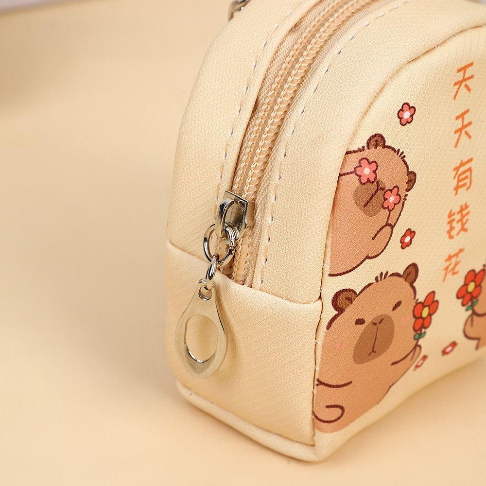 Small Capybara Coin Purse Pu Earphone Storage Bag Lovely Cartoon Leather Wallet Student
