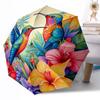 Two Birds Perched On A Rose Bush With Blooming Pink Flowers Automatic Umbrella With Folding Feature Retractable Design With 8 Rib Durability Compact