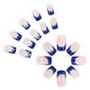 Winter Christmas Short Square False Nails Set with Snowflake Full Cover Glossy Finish Manicure Nail Decoration 24Pcs