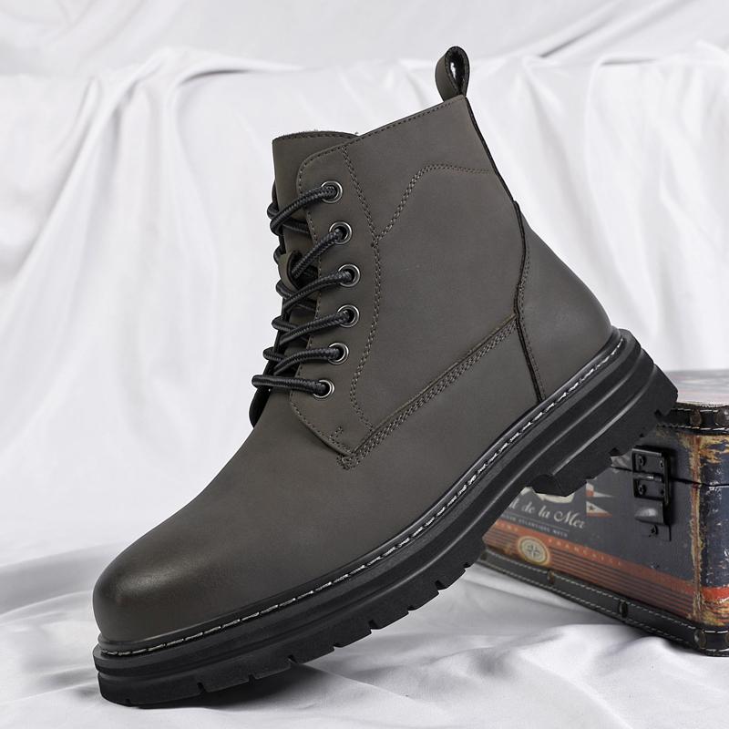 

Мужские ботинки с высоким верхом, на толстой подошве, однотонные, на шнуровке, ботинки-берцы, удобные, повседневные, мужские ботинки, размеры 38-46 46