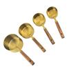 8-Piece Stainless Steel Measuring Cups & Spoons with Walnut Wood Handles & Rose Gold Finish