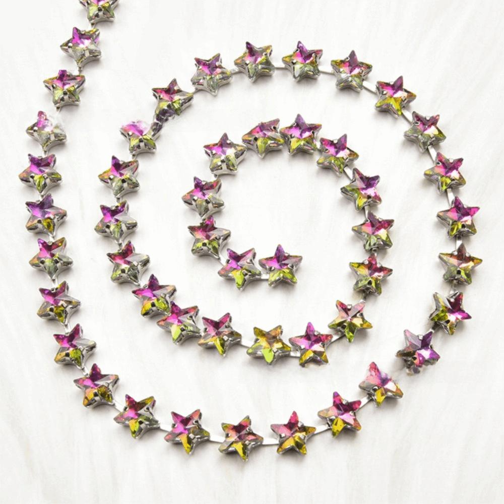 1PCS Close Chain Rhinestone Trim 1 Yard Length Crystal Applique Rhinestone Chain  DIY Sewing