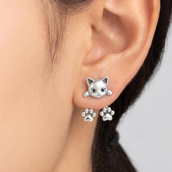 Dainty Animal Earrings for Women 1 Pair Cute Cat Paw Women, Vintage Front Back Stud Earrings, Small Kitten Jewelry Gift Lovers