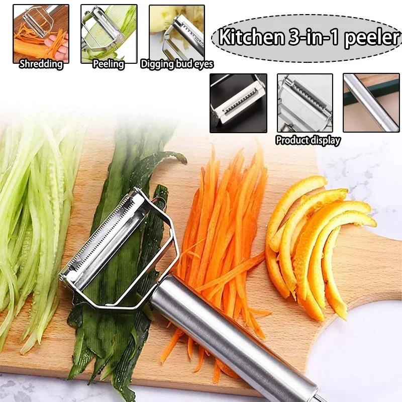3 BUC Peeler de Legume pentru Bucătărie Oțel Inoxidabil Răzătoare de Pepene Dublu Cap Peeler de Uz Casnic Multi-Funcțional Peeler de Fructe și Legume