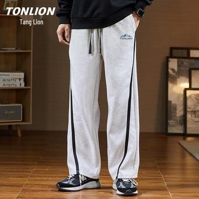 TonLion Men's Loose-Fit Casual Straight-Leg Trousers