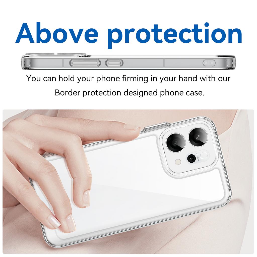 For Oppo Reno14 5G (Global) Case WANLONFENG MF Series TPU Acrylic Clear Phone Cover with Tempered Glass Film