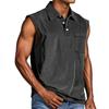 Men's Summer Solid Color Sports Pocket Buttons Lapel Vest Men's Sports Casual Vest