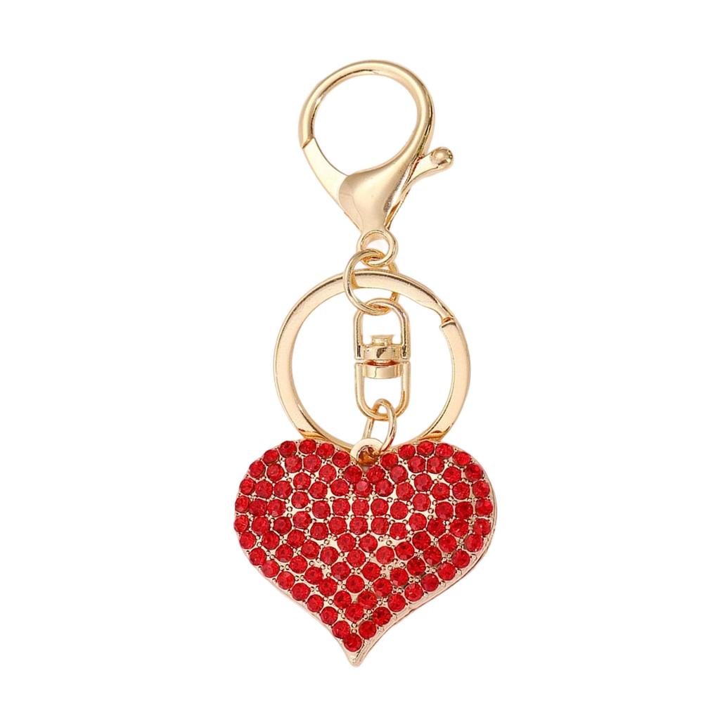 Sparkling Heart Keychain With Full Rhinestone Elegant Design Alloy Keyring Pendant For Gifts And Daily Use