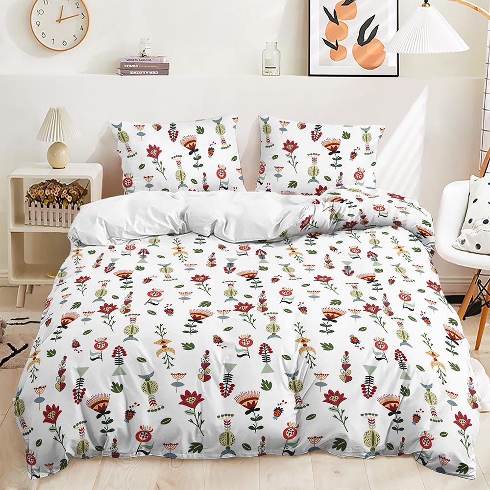 Three-Piece 3D Quilt Cover, Floral Plant Fresh Tulip Kit, Bedding