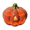Yousheng Light Up Halloween Decoration Ceramic Carved Pumpkin Skull Bat Figurine LED Tabletop Ornament for Halloween Home Shelf Desk Decor