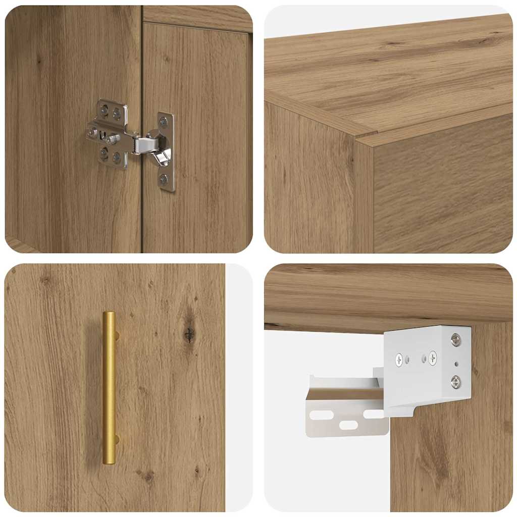 Wall Mounted Cabinet 2 pcs Artisan Oak Finish 69.5 x 34 x 90 cm