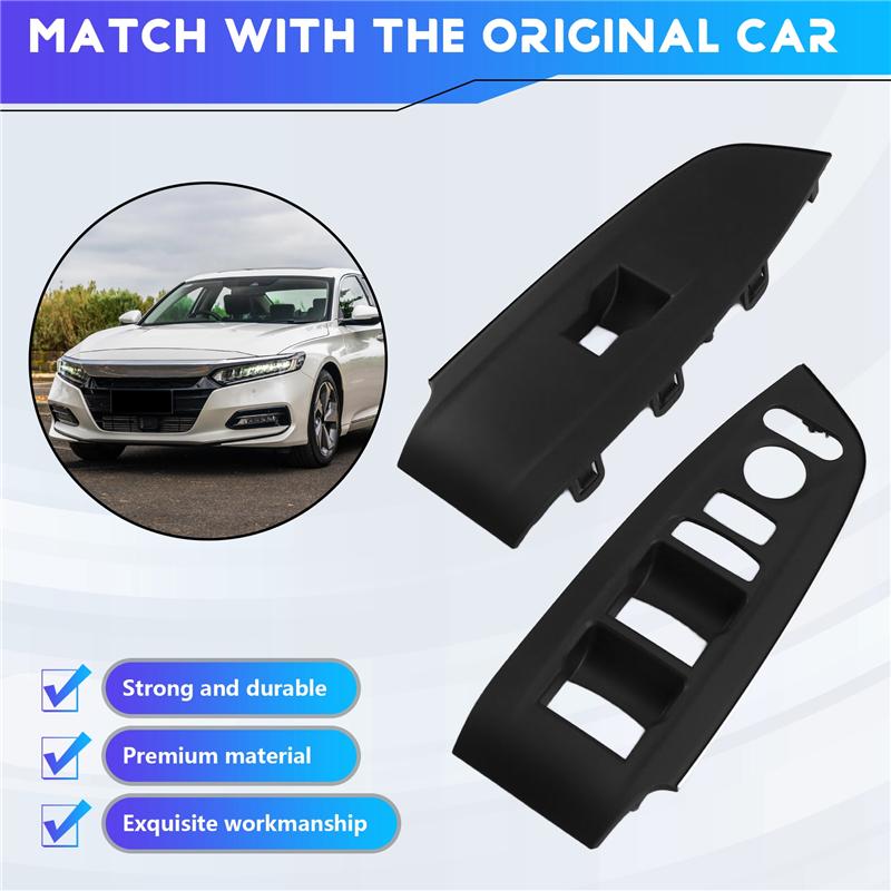 A58X-Power Window Switch Bezel Replacement Trim Panel 1 Pair For Honda Accord - Armrest Upper 83592-TVE-H51ZA 83542-TVE-