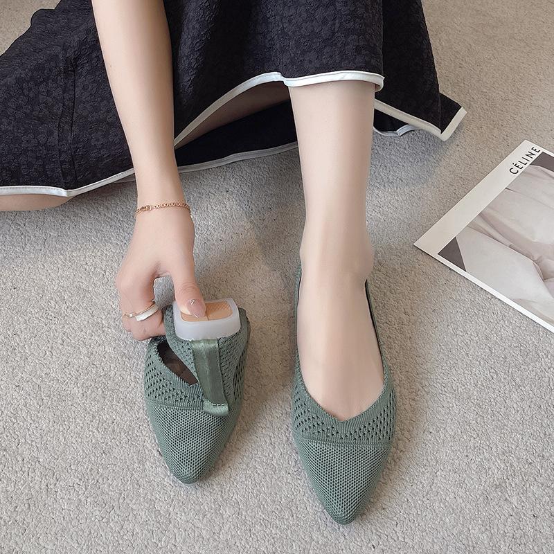Flat Shoes for Women Fashion 2024 New Solid Colour Knitting Female Casual Ballet Flats Footware Breathable Mesh Comfort Loafers
