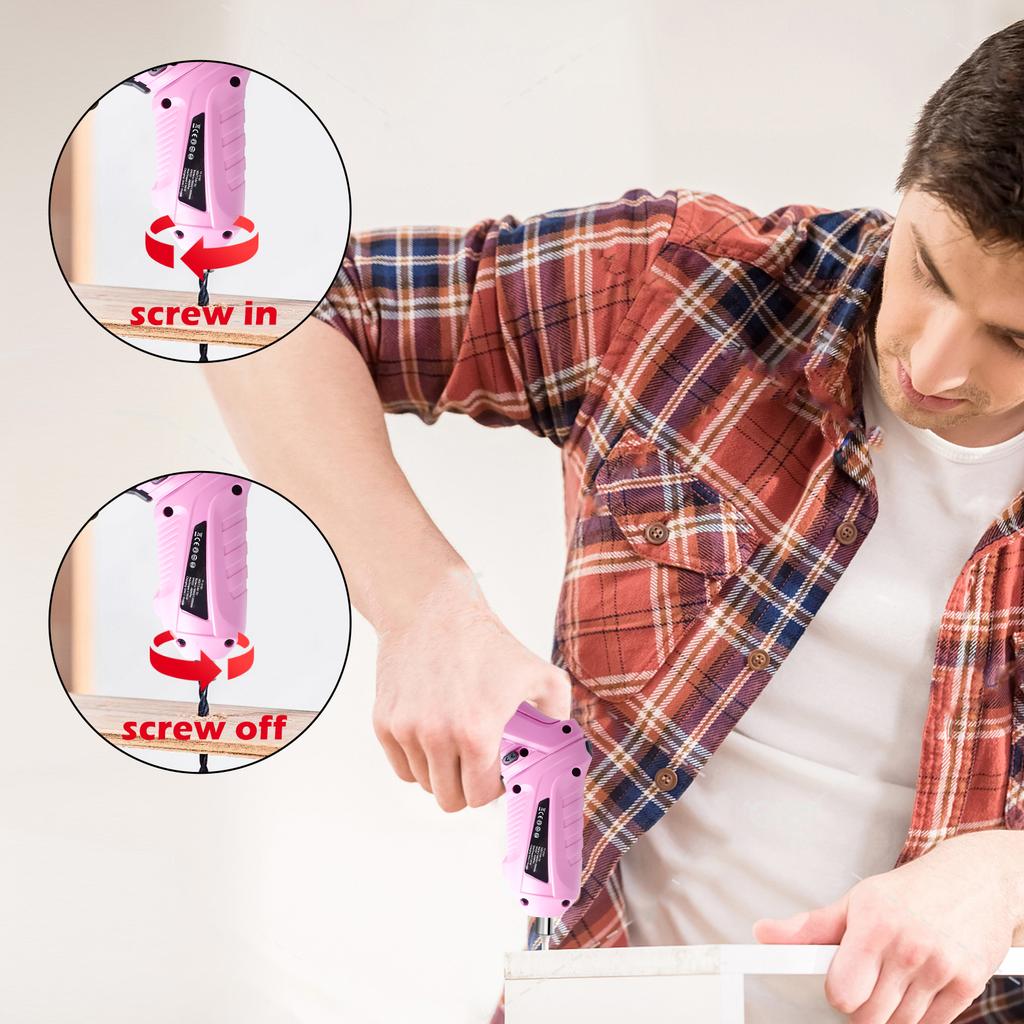 1/8/47PCS Pink Screwdriver 3.6v USB Rechargeable Power Supply Impact Cordless Electric Screwdriver