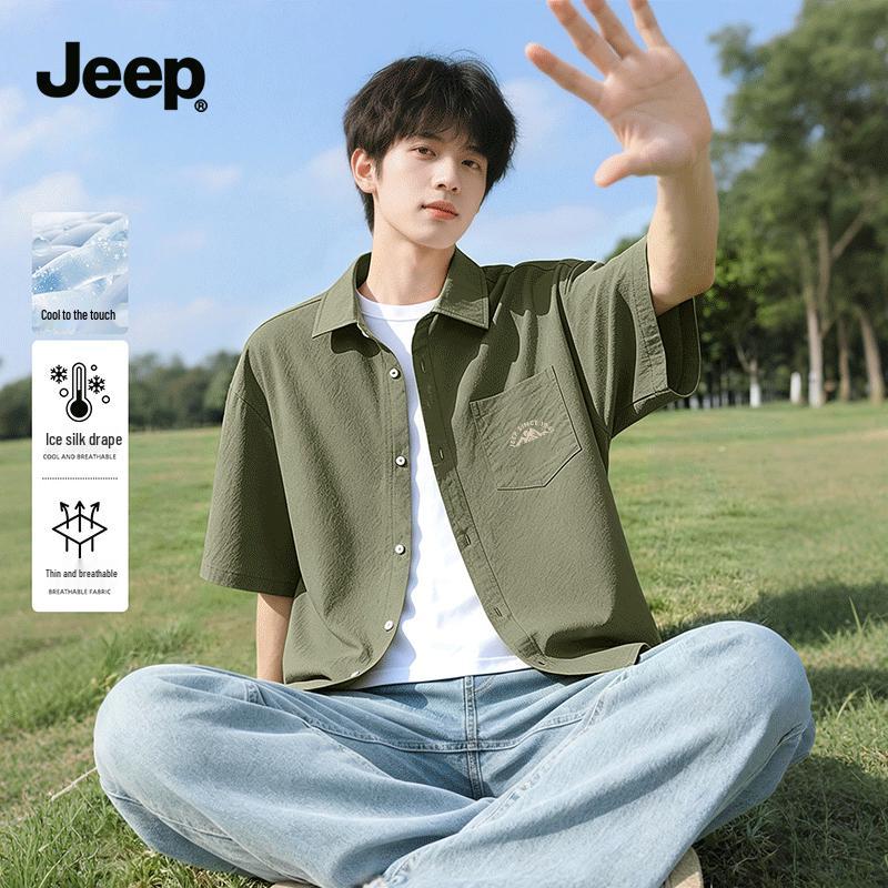 Jeep Men s Ice Silk Short-Sleeve Polo Shirt 4XL