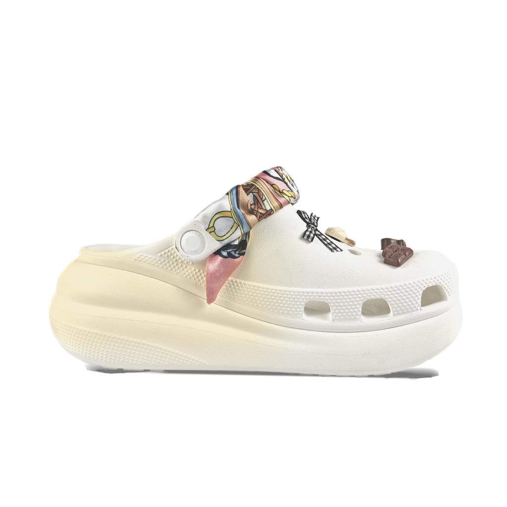 Crocs Crush Clog EVA Lemon Decorative Buckle Hand Painted Graffiti Casual Fashion Versatile Hole Shoes Unisex White