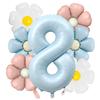 7pcs Matte Finish Daisy Balloon Number Wedding Decor Birthday Party Decoration Aluminum Foil Balloon Baby Shower Decorations