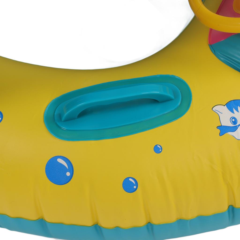 Baby Swim Ring Seat Detachable Sunshade Kid Swimming Ring with Steering Wheel