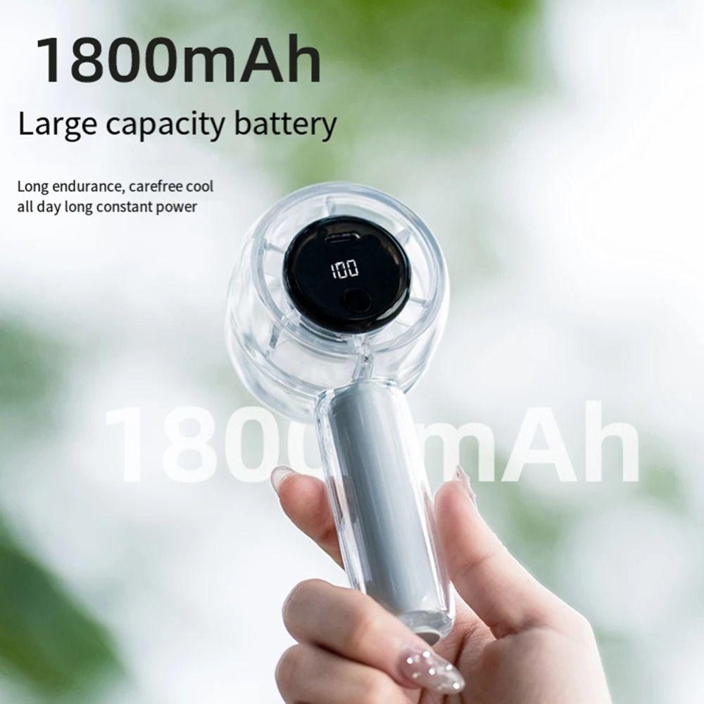 Transparent Portable Handheld Fan 111 Speed Adjustable Color Light Mini Electric Fan with Lanyard LED Digital Display