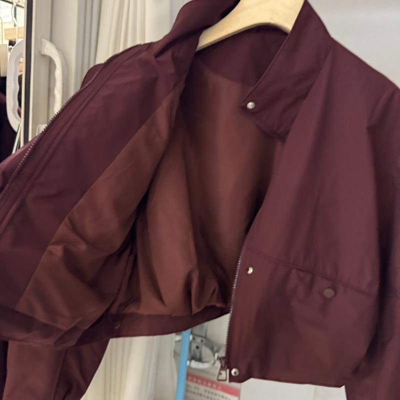 Kort Lange Mouw Dames Veelzijdig Mode Casual Effen Kleur Opstaande Kraag Los Jasje Top