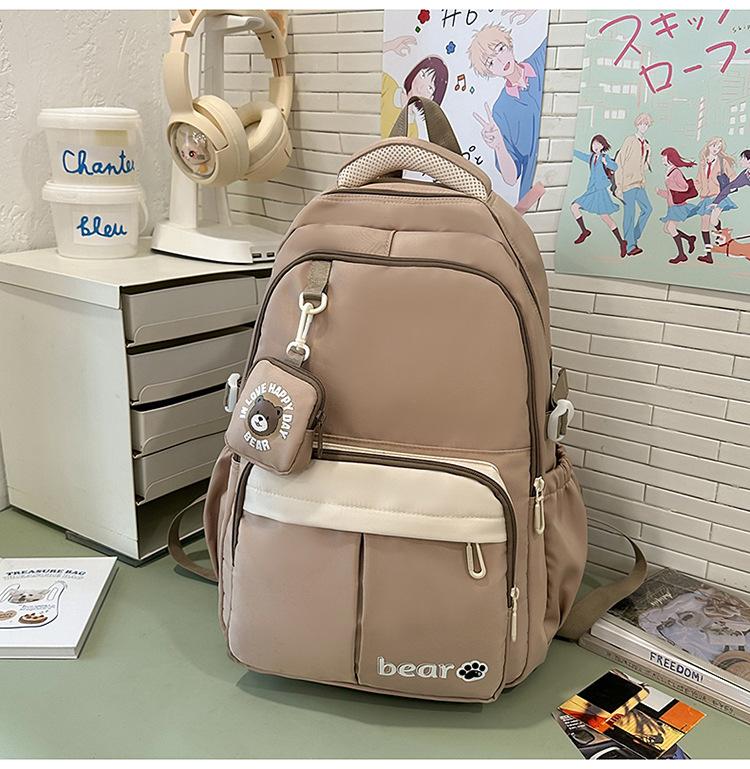 

Школьный рюкзак простой и контрастных цветов. Кампусный рюкзак для учеников средней и старшей школы милый и высококачественный хаки