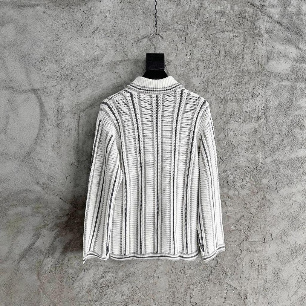 CASABLANCA Siciliansk Stil Handgjord Flätad Randig Unisex Långärmad Cardigan Tröja