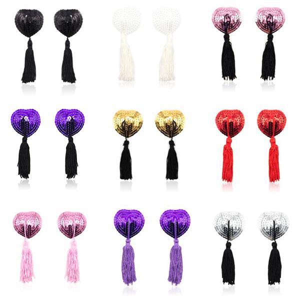 Multi-color Sexy Invisible Silicone Lingerie Sequin Tassel Nipple Stickers