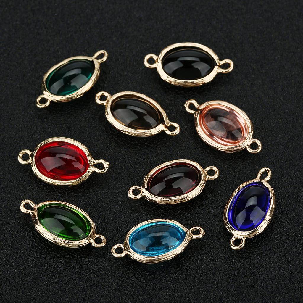 5Pcs/Lot 12×23mm Glass Pendant Smooth Colored Double Hole 2mm Pendant For Women's Earrings Making Diy Charm Bracelet Supplies