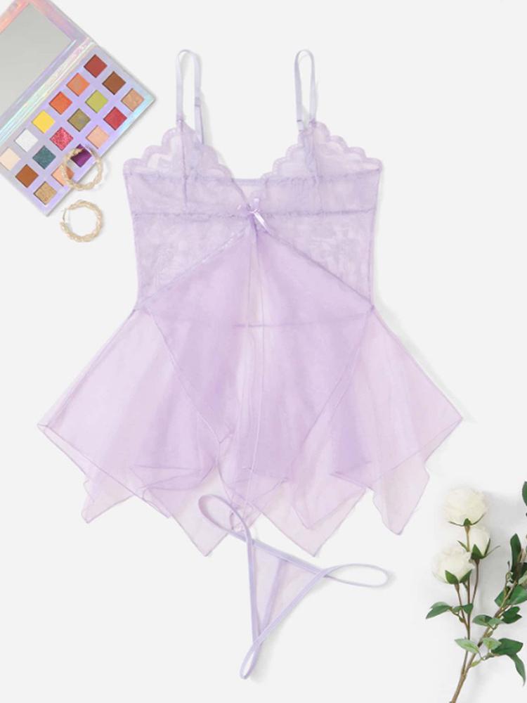 Sexy Lingerie Deep V Lace Chemise Women's Underwear Sensual Silk Soft Gown Fishscale Color Strapless Sleep Dress Erotic Clothing