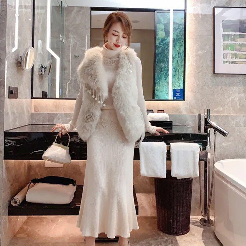 

Тяжелая промышленность Бисельная кисточка с поясом Белый жилет Искусственный мех Женский зимний жилет Куртка Тренд S 80-100