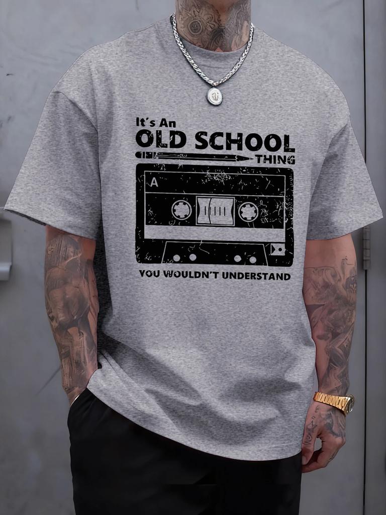 Mens Printed TShirt 100 Cotton Vintage Style Sportive Casual LooseFitting Comfortable TShirt