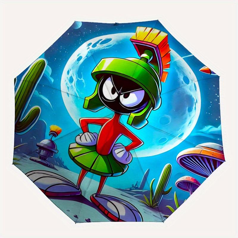 

1PC Looney Tunes Marvin the Martian Automatic Open/Close Umbrella - Compact Travel Umbrella, 8-Rib Heavy-Duty Construction, Ideal Gift a0828132